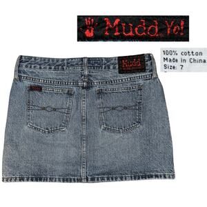 Vintage Mudd Yo! Jeans Denim Mini Skirt Medium Wash Size 7 Trashy Y2k Trendy